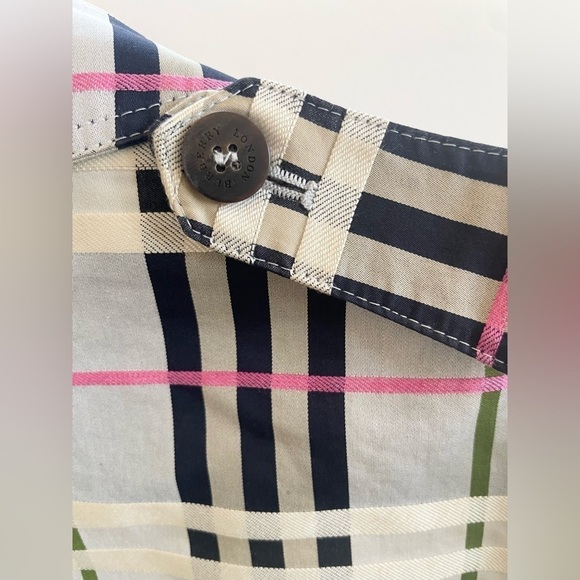 Burberry Grey Green Pink Nova Check Tartan trench coat US 10 - Picture 13 of 13